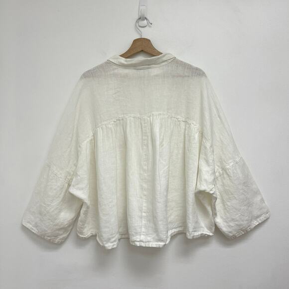 Linenfox Halli Linen Button-Down Shirt Oversized Boxy Lagenlook Coastal S/M - Picture 3 of 8